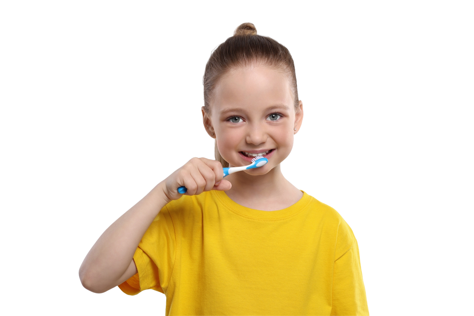 A girl with tootbrush brushing her teeth Girl with tootbrush